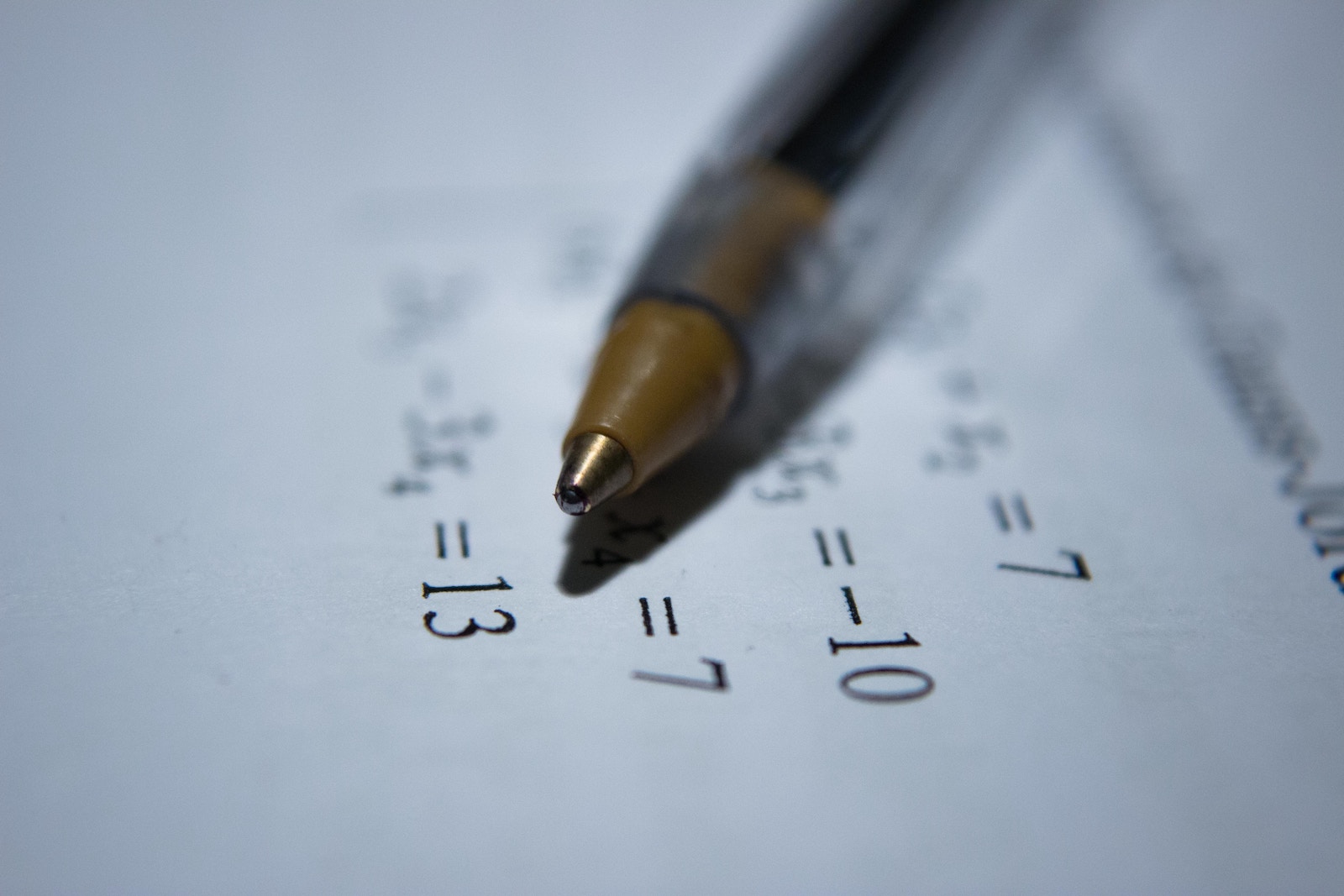 ballpoint pen and math homework